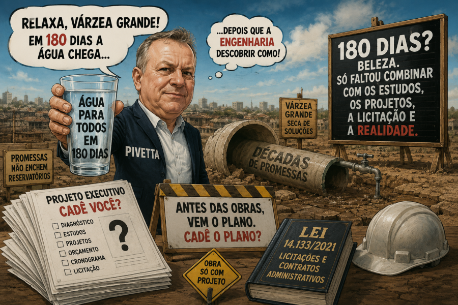 Pivetta promete água em 180 dias. A engenharia já foi avisada?